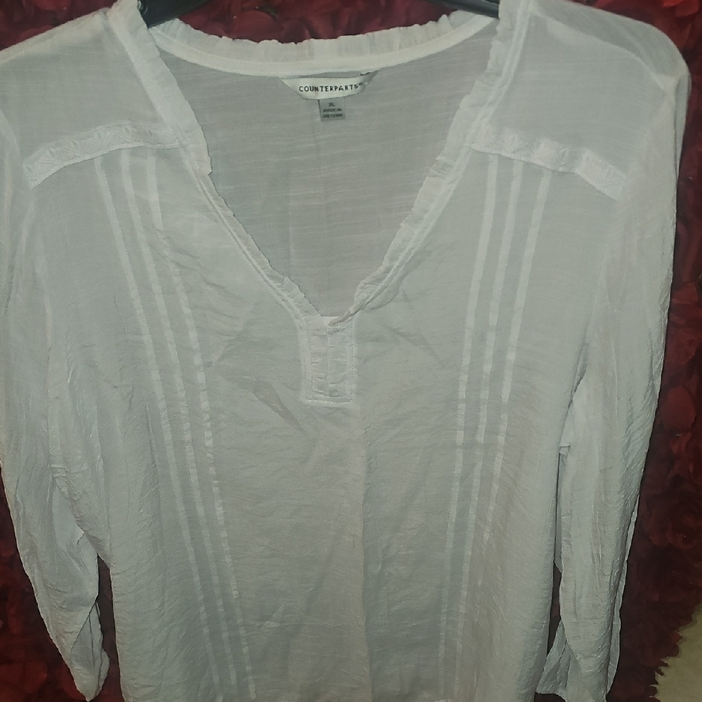 Counterparts NWT Women's White Textured Tunic Beach Coverup Top Size Xlarge